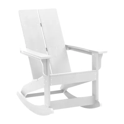 Flash Furniture All-weather 2-slat Poly Resin Wood Rocking Adirondack Chair In White