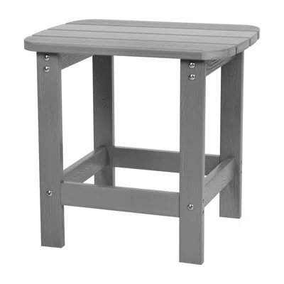 Flash Furniture All-weather Poly Resin Wood Adirondack Side Table In Gray
