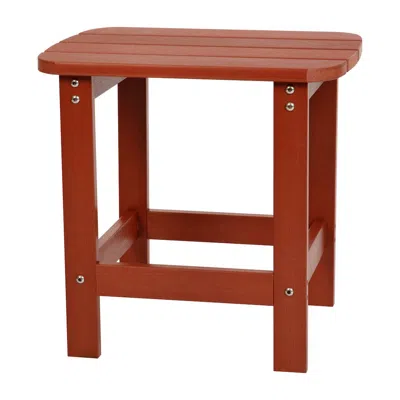 Flash Furniture All-weather Poly Resin Wood Adirondack Side Table In Red In Brown