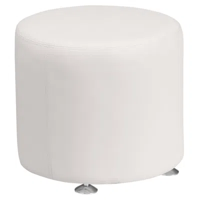 Flash Furniture Alon Melrose White Leathersoft 18'' Round Ottoman