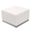 Flash Furniture Alon Melrose White Leathersoft Ottoman With Brushed Stainless Steel Base In White