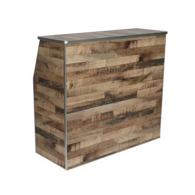 Flash Furniture Amara 4' Rustic Natural Wood Plank Laminate Foldable Bar - Portable Event Bar In Brown