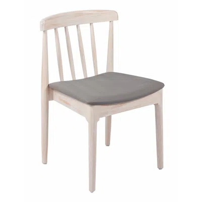 Flash Furniture Antique White Dining Chair With Curved Spindle Backrest, Beige Vinyl Seat In Neutral