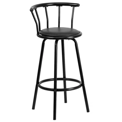 Flash Furniture Back Black Metal Barstool With Black Vinyl Swivel Seat