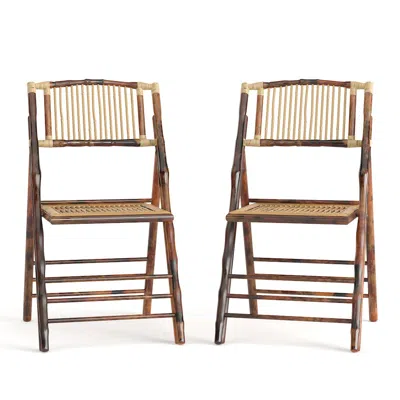 Flash Furniture Bamboo Folding Chairs Set Of 2 Bamboo Wood Folding Chairs In Brown