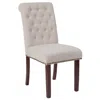 Flash Furniture Beige Fabric Parsons Chair With Rolled Back, Accent Nail Trim And Walnut Finish In White