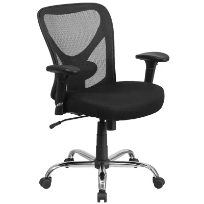 Flash Furniture Big & Tall Office Chair Adjustable Height Mesh Swivel Office Chair With Wheels In Black