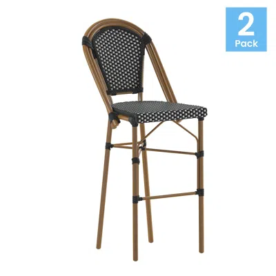 Flash Furniture Bistro 30" High Barstools, Black/white/bamboo Finish, Black/white