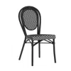 Flash Furniture Bistro Stacking Chair, Black And White Pe Rattan And Black Aluminum Frame In Black