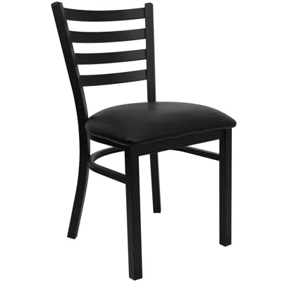 Flash Furniture Black Ladder Back Metal Restaurant Chair - Black Vinyl Seat