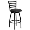Flash Furniture Black Ladder Back Swivel Metal Barstool - Black Vinyl Seat In Black