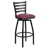 Flash Furniture Black Ladder Back Swivel Metal Barstool - Burdy Vinyl Seat In Black
