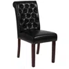 Flash Furniture Black Parsons Chair With Rolled Back, Accent Nail Trim And Walnut Finish In Black