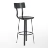 Flash Furniture Black Restaurant Barstool With Wood Seat & Back, Black Powder Coat Frame In Gray
