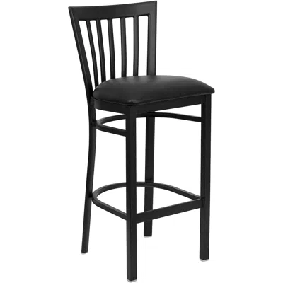 Flash Furniture Black School House Back Metal Restaurant Barstool - Black Vinyl Seat
