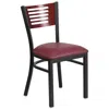 Flash Furniture Black Slat Back Metal Restaurant Chair - Mahogany Wood Back, Burdy Vinyl Seat In Red