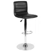 Flash Furniture Black Vinyl Adjustable Bar Stool, Swivel Stool With Chrome Pedestal Base In Black