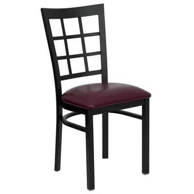 Flash Furniture Black Window Back Metal Restaurant Chair - Burdy Vinyl Seat In Multi