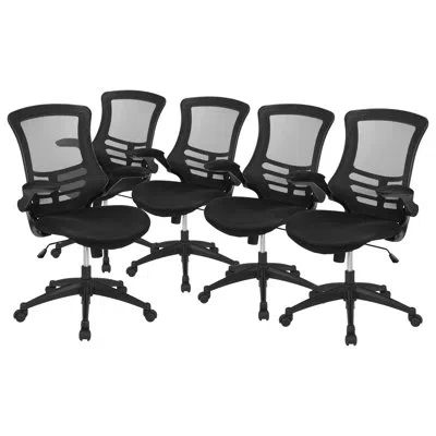 Flash Furniture Bonavant Mesh Swivel Ergonomic Task Office Chairs With Flip-up Arms In Black