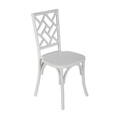 Flash Furniture Brooklyn White Solid Wood Stackable Dining Chair With Intricate Back Detail