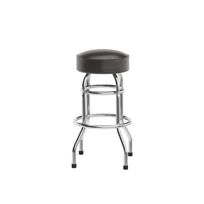 Flash Furniture Bruno Double Ring Chrome Barstool With Dark Brown Seat In Black