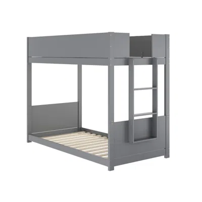 Flash Furniture Bunk Bed Twin Over Twin, Convertible Solid Wood Bunk Bed Frame, Gray