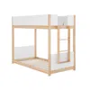 Flash Furniture Bunk Bed Twin Over Twin, Convertible Solid Wood Bunk Bed Frame, White/natural In Neutral