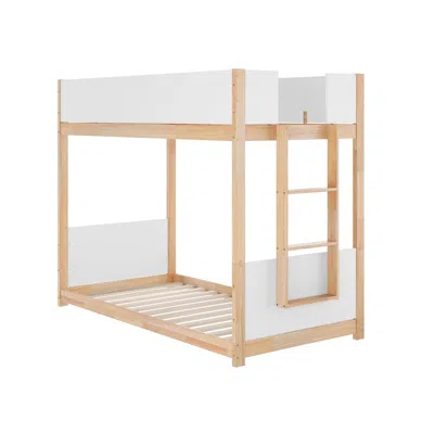 Flash Furniture Bunk Bed Twin Over Twin, Convertible Solid Wood Bunk Bed Frame, White/natural In Neutral