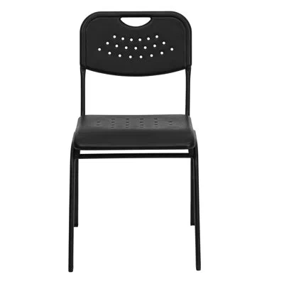 Flash Furniture Cairo 880 Lb. Capacity Plastic Stack Chair With Open Back And Frame In Black