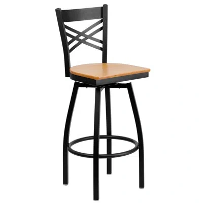 Flash Furniture Cammie 'x'' Back Swivel Metal Barstool In Natural