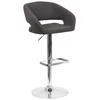 Flash Furniture Charcoal Fabric Adjustable Height Barstool With Rounded Mid-back And Chrome Base In Gray