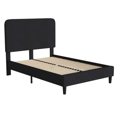 Flash Furniture Charcoal Full Fabric Upholstered Platform Bed - Headboard With Rounded Edges In Black