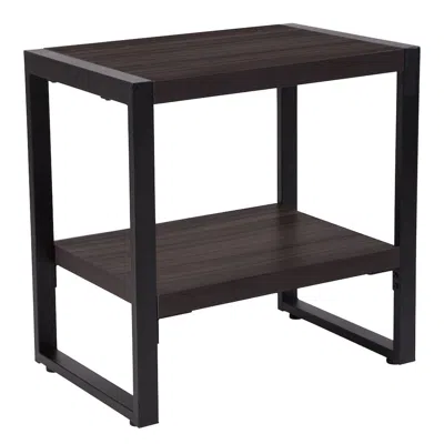 Flash Furniture Charcoal Wood Grain Finish End Table With Black Metal Frame
