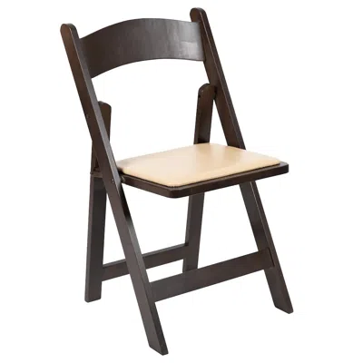 Flash Furniture Chocolate Wood Folding Chair With Vinyl Padded Seat In Multi
