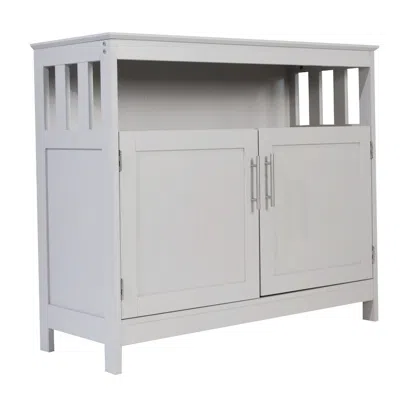 Flash Furniture Classic Buffet And Sideboard Storage Cabinet, Gray In White