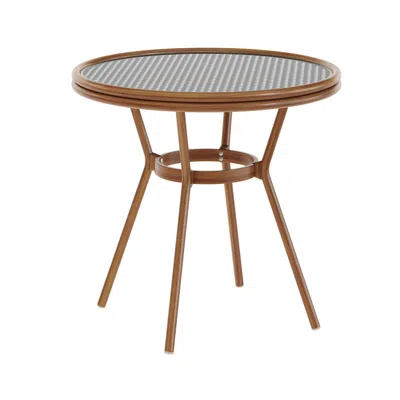 Flash Furniture Classic Commercial Grade Bistro Table, Black & White Rattan/natural Frame In Brown