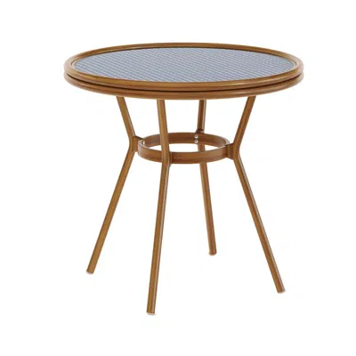 Flash Furniture Classic Commercial Grade Bistro Table, Navy & White Rattan/natural Frame In Brown