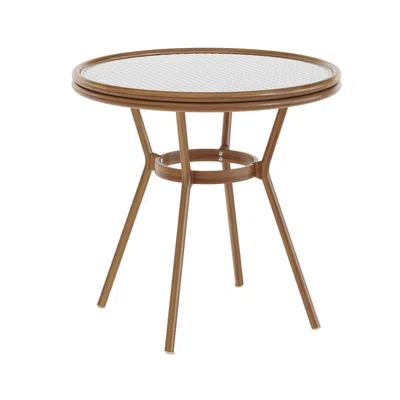 Flash Furniture Classic Commercial Grade Bistro Table, White & Gray Rattan/natural Frame In Brown