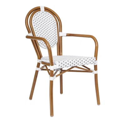 Flash Furniture Classic Commercial Grade Indoor/outdoor Bistro Chair, White & Gray/natural Frame In Brown