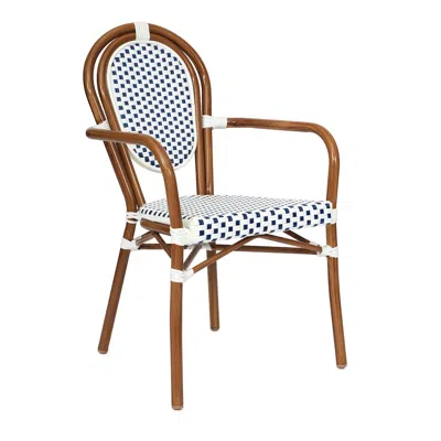 Flash Furniture Classic Commercial Grade Indoor/outdoor Bistro Chair, White & Navy/natural Frame In Brown