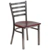 Flash Furniture Clear Coated Ladder Back Metal Restaurant Chair - Mahogany Wood Seat In Brown