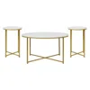 Flash Furniture Coffee And End Table Set - White Marbled Top, Brushed Gold Frame, 3 Piece In White
