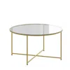Flash Furniture Coffee Table - Clear Glass Accent Table With Crisscross Brushed Gold Frame In Gold
