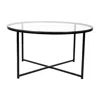 Flash Furniture Coffee Table - Modern Clear Glass Accent Table With Crisscross Matte Black Frame In Black