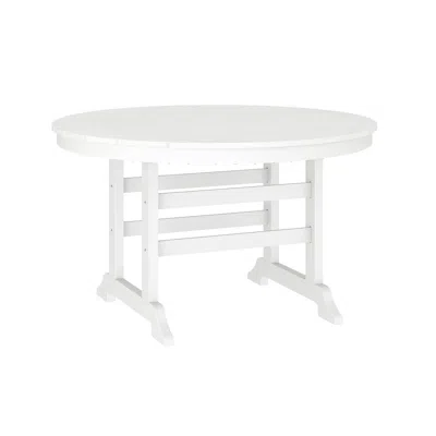 Flash Furniture Colonel 48" Round Recycled Hdpe Adirondack Dining Table For 4 In White