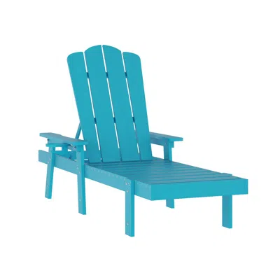 Flash Furniture Commercial Adjustable Adirondack Lounger With Cupholder, Blue