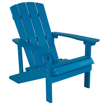 Flash Furniture Commercial All-weather Poly Resin Wood Adirondack Chair In Blue