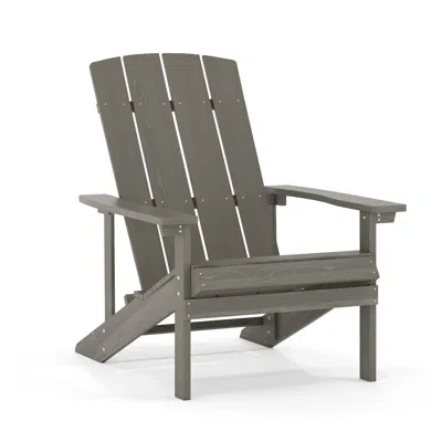 Flash Furniture Commercial All-weather Poly Resin Wood Adirondack Chair In Gray