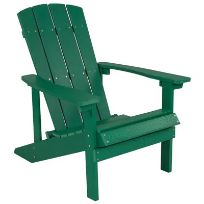 Flash Furniture Commercial All-weather Poly Resin Wood Adirondack Chair In Green