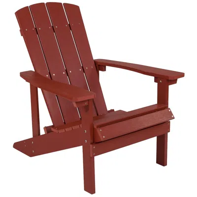 Flash Furniture Commercial All-weather Poly Resin Wood Adirondack Chair In Red
